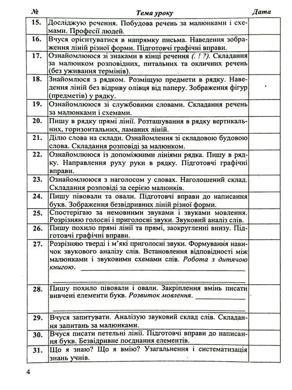 Calendar planning according to the program of O. Ya. Savchenko. 1st class / Календарне планування за програмою О. Я. Савченко. 1 клас Ирина Жаркова 9789660743205-6