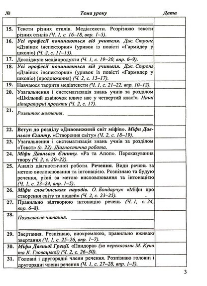 Calendar planning according to the program of O. Ya. Savchenko. 4th grade / Календарне планування за програмою О. Я. Савченко. 4 клас Ирина Жаркова 9789660743229-5