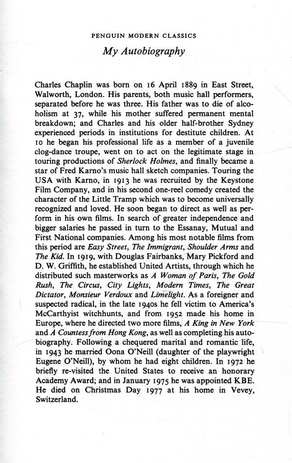 Charles Chaplin. My Autobiography / Charles Chaplin. My Autobiography Чарли Чаплин 9780141011479-3