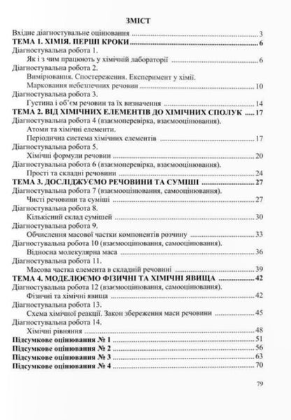 Chemistry. Grade 7. Diagnostic Work / Хімія. 7 клас. Діагностувальні роботи Olga Berezan, Natalia Oshchpovskaya / Ольга Березан, Наталія Очаповая 9789660743588-3