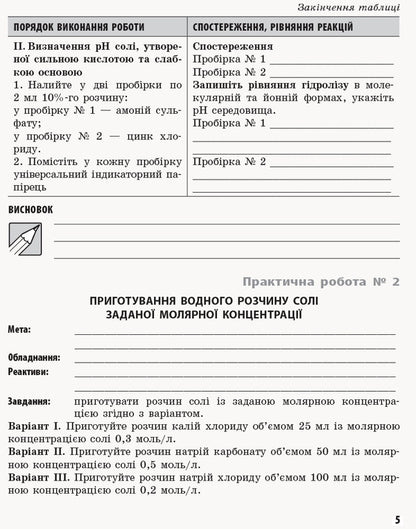 Chemistry. Profile level. 11th grade. Workbook for practical works / Хімія. Профільний рівень. 11 клас. Зошит для практичних робіт Елена Билык 9786170957016-3
