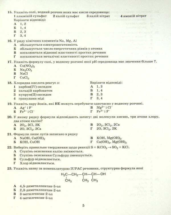 Chemistry. Typical test tasks. ZNO 2022 / Хімія. Типові тестові завдання. ЗНО 2022 Лариса Кудина, Елена Швыдко 978-966-945-182-8-5