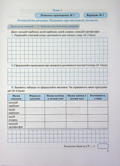 Chemistry 9Th Grade Workbook For Current And Final Assessment - Хмя 9 клас Зошит для поточного та пдсумкового оцнювання Olga Berezan, Natalia Oschapovskaya - Ольга Березань, Наталя Ощаповська 9789660746213-3