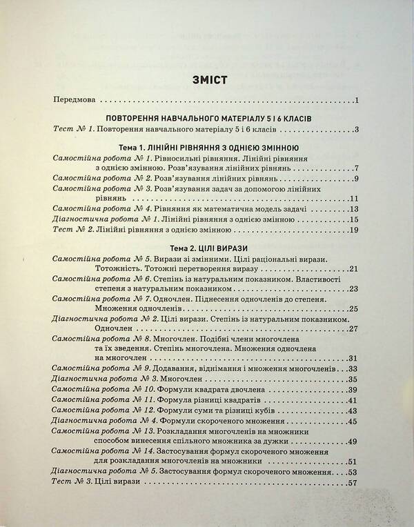 Control of learning results. Algebra. 7th grade / Контроль результатів навчання. Алгебра. 7 клас Альбина Гальперина 978-966-945-445-4-3