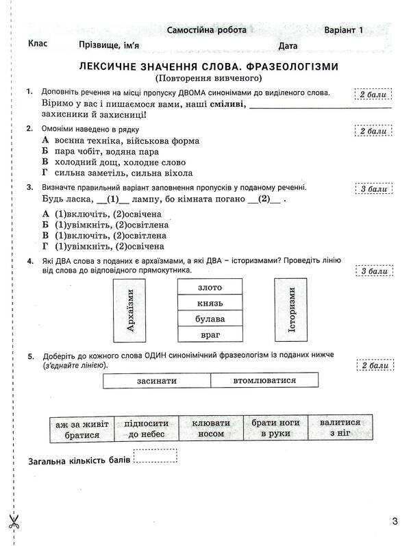 Control of learning results. Ukrainian language. 7th grade / Контроль результатів навчання. Українська мова. 7 клас Александр Заболотный, Виктор Заболотный 978-966-945-449-2-4