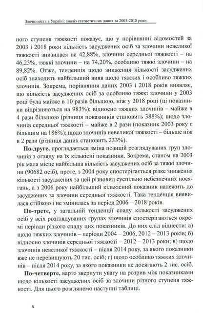 Crime in Ukraine. Analysis of statistical data for 2003-2018 / Злочинність в Україні. Аналіз статистичних даних за 2003 – 2018 роки Оксана Коротюк 978-617-7159-87-1-6