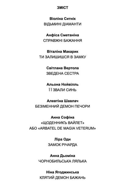 Demons of desire. 11 scary stories / Демони бажань. 11 страшних історій Виолина Сытник, Анфиса Сметанина, Виталина Макарык, Светлана Вертола, Алена Нойвилль, Алевтина Шавлач, Анна Софина, Лира Одн, Анна Демина, Нина Ягоджинская 978-966-580-683-7-2