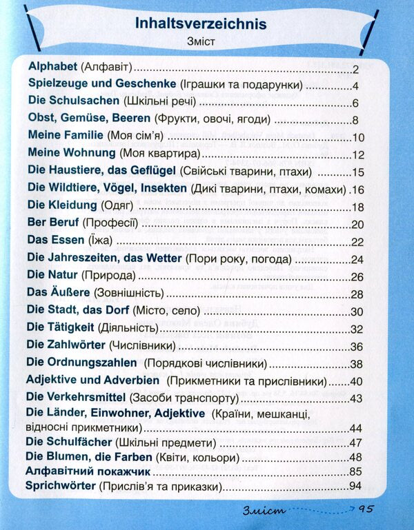 Deutsch Mein Vokabelheft. My German dictionary. 1-4 classes / Deutsch Mein Vokabelheft. Мій словник з німецької мови. 1-4 класи Леся Вознюк, Елена Дубина 978-966-07-3394-7-3