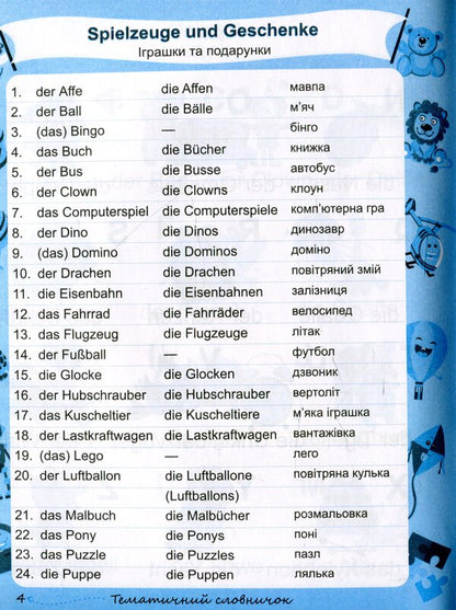 Deutsch Mein Vokabelheft. My German dictionary. 1-4 classes / Deutsch Mein Vokabelheft. Мій словник з німецької мови. 1-4 класи Леся Вознюк, Елена Дубина 978-966-07-3394-7-6