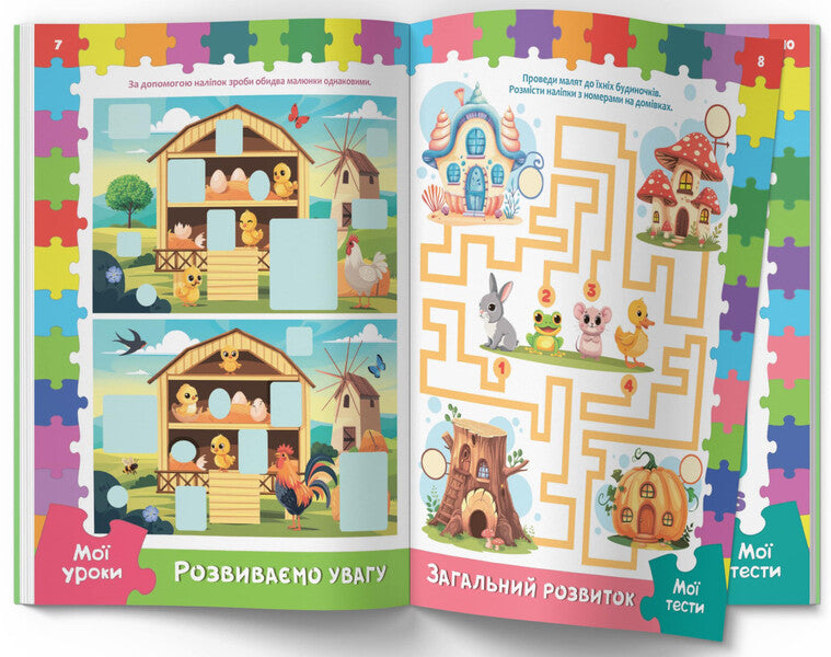 Developmental lessons and tests. Raccoon. 92 stickers / Розвивальні уроки і тести. Єнот. 92 наліпки О. Колесникова 978-617-547-523-2-4