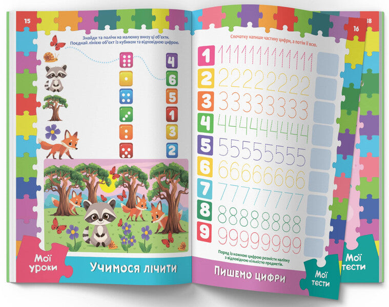 Developmental lessons and tests. Raccoon. 92 stickers / Розвивальні уроки і тести. Єнот. 92 наліпки О. Колесникова 978-617-547-523-2-6