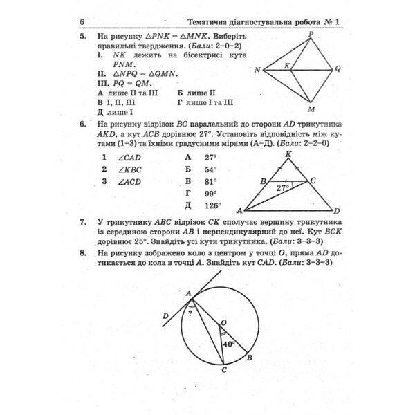 Diagnostic Works On Geometry 8Th Grade - Дагностувальн роботи з геометр 8 клас Galina Zhemchuzhkina, Lev Hendenstein - Галина Жемчужкна, Лев Генденштейн 9789660744387-5