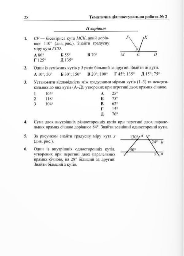 Diagnostic works on geometry. 7th grade (according to the program of A. Merzlyak and others) / Діагностувальні роботи з геометрії. 7 клас (за програмою А. Мерзляк та ін) Виталий Кулешко, Мария Пидручная, Олеся Мартынюк, Сергей Мартынюк 9789660742871-6