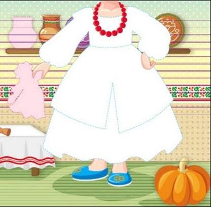 Dress up the doll. Ukrainian woman Stefania is at her grandmother's. Painter + stickers / Одягни ляльку. Україночка Стефанія у бабусі. Фарбувалка + наліпки  9789667616526-3