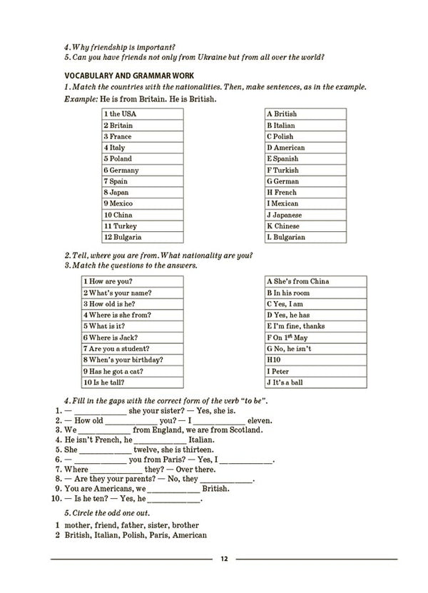 English. 5th grade Part 1. Materials for lessons / Англійська мова. 5 клас. Частина 1. Матеріали до уроків Ю. Горбунова, В. Кончич 9786170041128-5