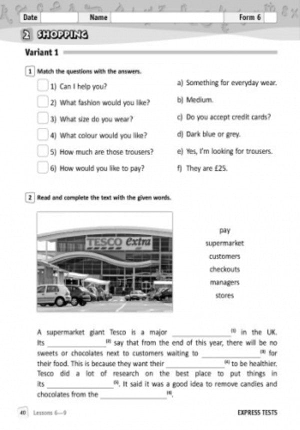 English. 6th grade Workbook for checking the level of knowledge / Англійська мова. 6 клас. Зошит для контролю рівня знань Светлана Мясоедова 9786170920966-3
