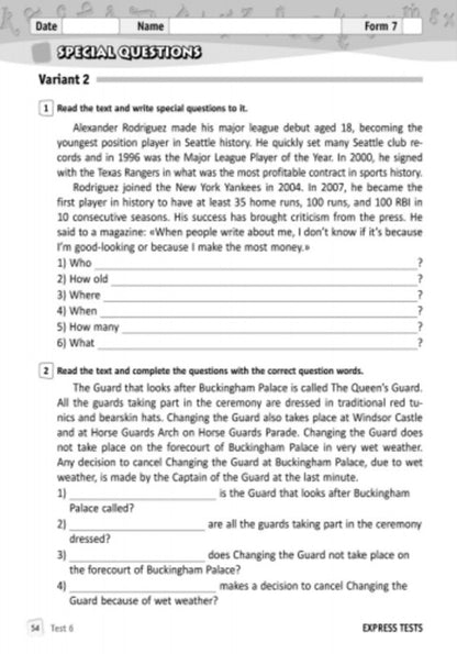 English. 7th grade. Workbook for controlling the level of knowledge / Англійська мова. 7 клас. Зошит для контролю рівня знань Светлана Мясоедова 9786170925169-6