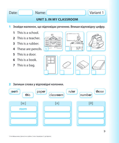 English. Diagnostic Works. 2Nd Grade (To Tutor O. Karpyuk) / Англійська мова. Діагностичні роботи. 2 клас (до підручн. О. Карпюк) Elena Bashkyrova / Олена Башкірова 9789660737662-5