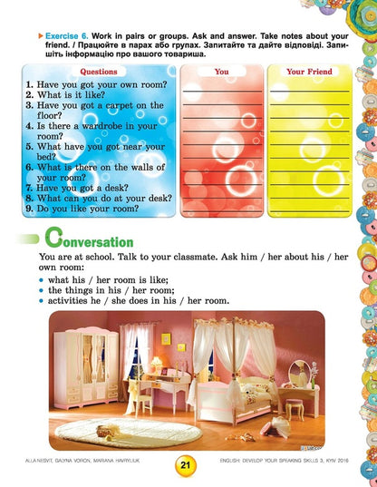 English. We develop communication skills. 3rd grade / Англійська мова. Розвиваємо уміння спілкування. 3 клас Алла Несвит, Галина Ворон, Марьяна Гаврилюк 978-966-11-0676-4-3