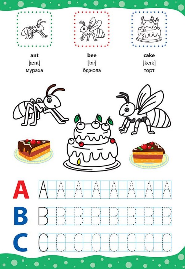 English For Kids Alphabet And Numbers Alphabet And Numbers + Stickers - English for Kids Алфавт цифри Alphabet and Numbers + налпки Larisa Zinovyeva - Лариса Зновва 9789662846232-3
