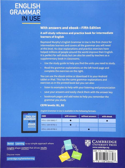 English Grammar In Use Book With Answers And Interactive Ebook: A Self-Study Reference And Practice Book For Intermediate Learners Of English 5Th Edition Raymond Murphy / Рэймонд Мерфи 9781108586627-2