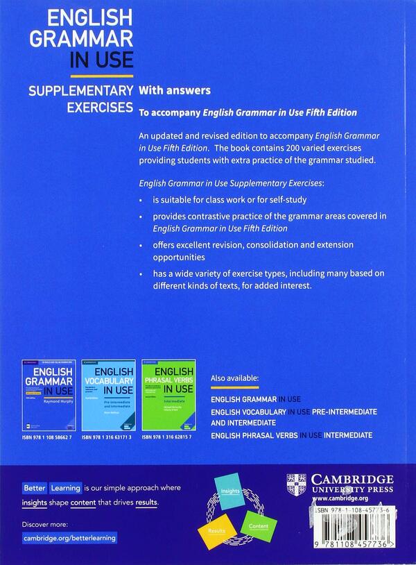 English Grammar in Use Supplementary Exercesses Book with Answers: To Accompany English Grammar in US Fifth Edition / English Grammar in Use Supplementary Exercises Book with Answers: To Accompany English Grammar in Use Fifth Edition Рэймонд Мерфи, Луиза Хашеми 9781108457736-3