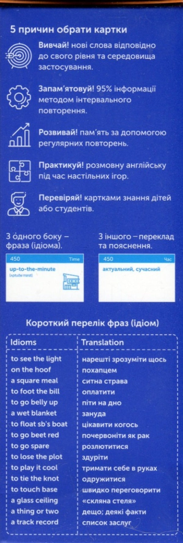 English Idioms B2-C1. Cards for learning English words / English Idioms B2-C1. Картки для вивчення англійських слів  978-617-7702-72-5-2