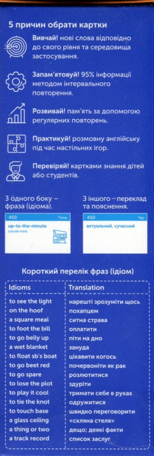 English Idioms B2-C1. Cards for learning English words / English Idioms B2-C1. Картки для вивчення англійських слів  978-617-7702-72-5-2