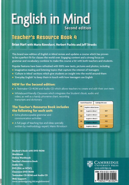 English In Mind. Teacher's Resource Book 4. Second Edition Jeff Strenks, Brian Hart, Herbert Puchta, Mario Rinvolucri / Джефф Стренкс, Брайан Харт, Герберт Пучта, Марио Ринволукри 9780521184502-2