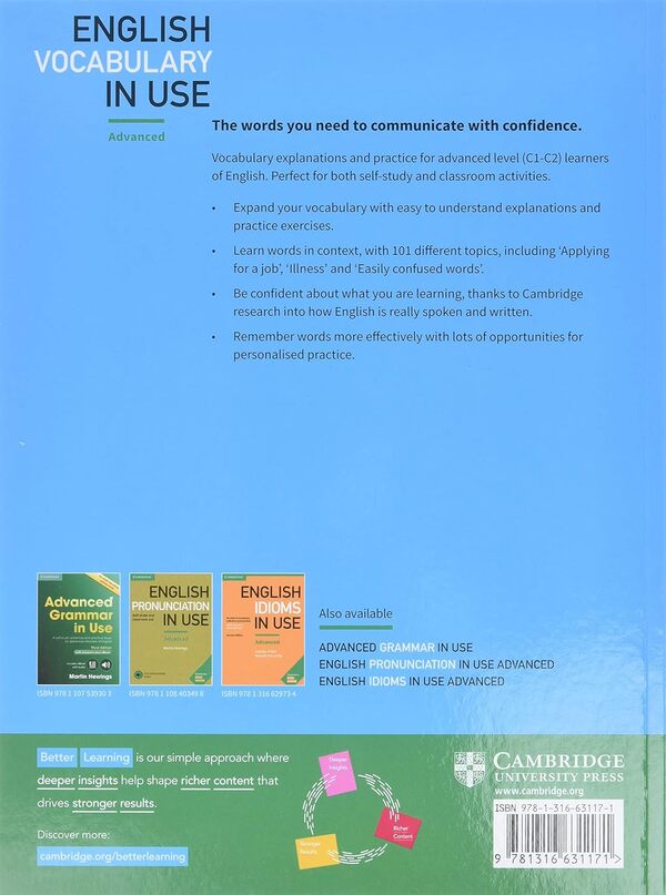 English Vocabulary In Use. Advanced Book With Answers. Vocabulary Reference And Practice Michael McCarthy, Felicity O'Dell / Майкл Маккарти, Фелисити О'Делл 9781316631171-2