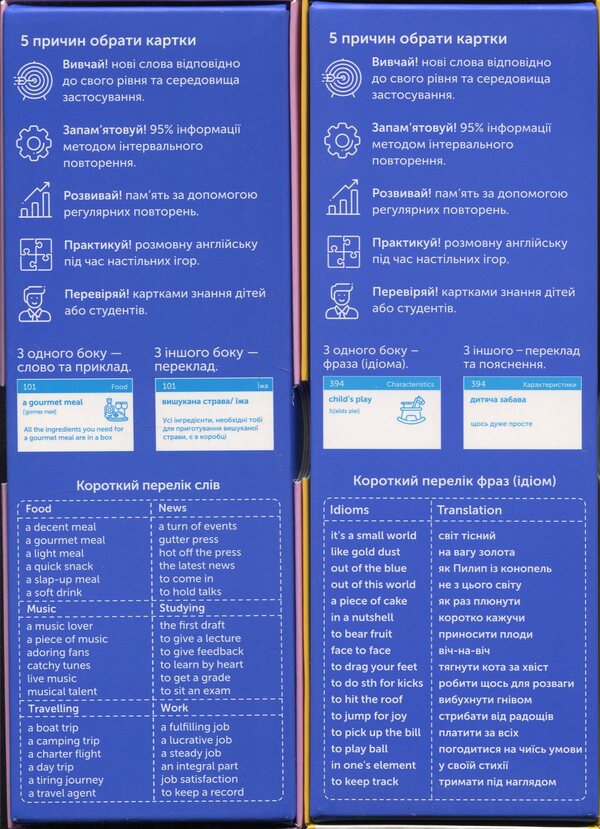 English Words Cards - Idioms B1 -B2 & Collocations B1 (1000 Cards) / Картки англійських слів - Idioms B1-B2 & Collocations B1 (1000 карток) / Author not specified 9786178456016-2