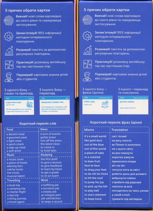 English Words Cards - Idioms B1 -B2 & Collocations B1 (1000 Cards) / Картки англійських слів - Idioms B1-B2 & Collocations B1 (1000 карток) / Author not specified 9786178456016-2