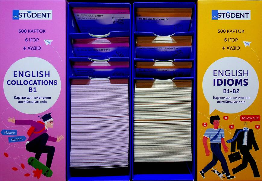 English Words Cards - Idioms B1 -B2 & Collocations B1 (1000 Cards) / Картки англійських слів - Idioms B1-B2 & Collocations B1 (1000 карток) / Author not specified 9786178456016-3