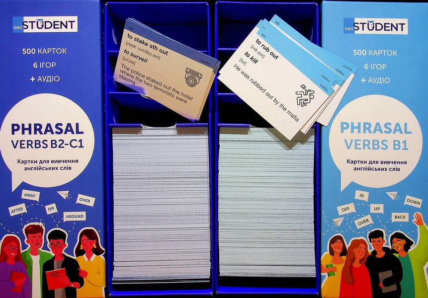 English Words Cards - Phrasal Verbs B1 & Phrasal Verbs B2 -C1 (1000 Cards) / Картки англійських слів - Phrasal Verbs B1 & Phrasal Verbs B2-C1 (1000 карток) / Author not specified 9786178456047-4