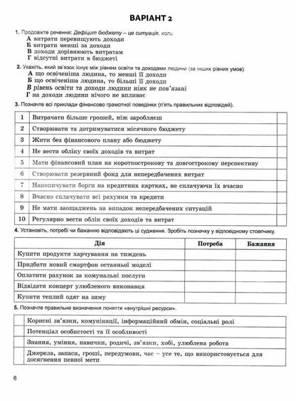 Entrepreneurship And Financial Literacy. Grade 8. Workbook And Semester Diagnosing Work / Підприємництво і фінансова грамотність. 8 клас. Робочий зошит та семестрові діагностувальні роботи Tatiana Gilberg, Olga Sukhove / Тетяна Гільберг, Ольга Сукові 9786178370756-5