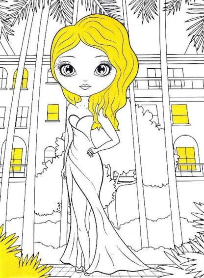 FASHION GIRLS. Coloring. Drawings with sequins. +60 stickers / FASHION GIRLS. Розфарбовка. Малюнки з блискітками. +60 наліпок  9786172107426-3
