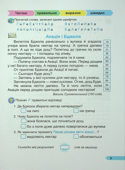 Fast 3Rd Grade. A Manual For Developing Skills Of Reading / Швидкочитайлик 3 клас. Посібник з розвитку навичок швидкочитання Galina Sapun, Alla Savchuk / Галина Сапун, Алла Савчук 9786178678142-5