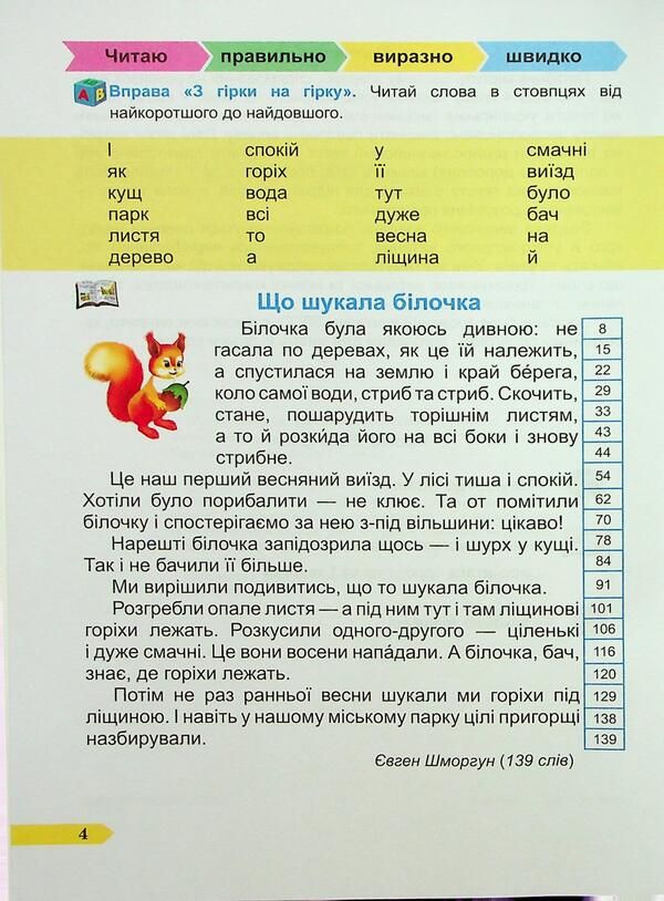 Fast reading. Grade 4. A manual for developing skills of reading / Швидкочитайлик. 4 клас. Посібник з розвитку навичок швидкочитання Алла Савчук, Галина Сапун 978-966-07-4396-0-3