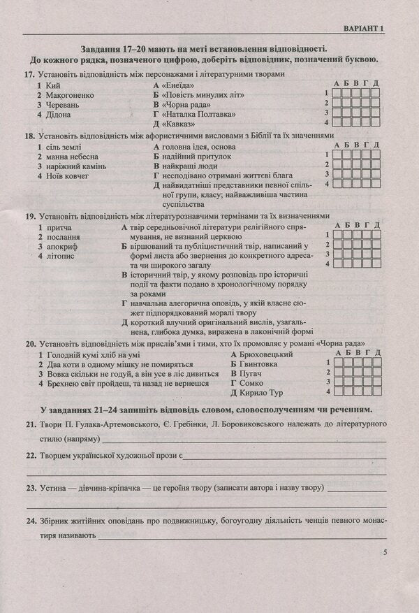 Final control papers on Ukrainian literature. Grade 9 / Підсумкові контрольні роботи з української літератури. 9 клас Светлана Витвицкая 978-966-07-2745-8-5