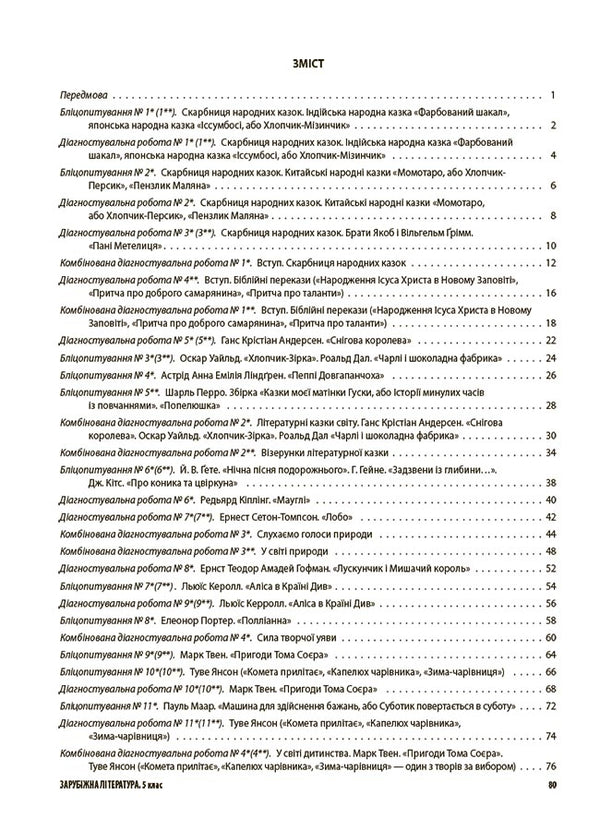 Foreign Literature. 5Th Grade All Diagnostic Works / Зарубіжна література. 5 клас. Усі діагностувальні роботи Galina Fefilova, Maryna Konovalova / Галина Фефілова, Марина Коновалова 9786170041593-2