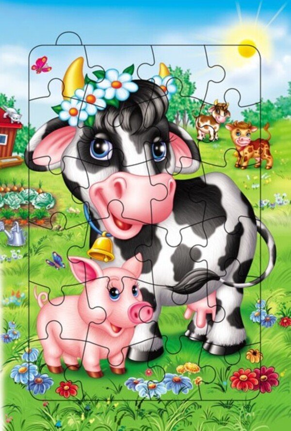 Fun farm. 6 puzzles. Lyrics. Interesting tasks. Domestic animals / Весела ферма. 6 пазлів. Вірші. Цікаві завдання. Свійські тварини  9789664669594-3