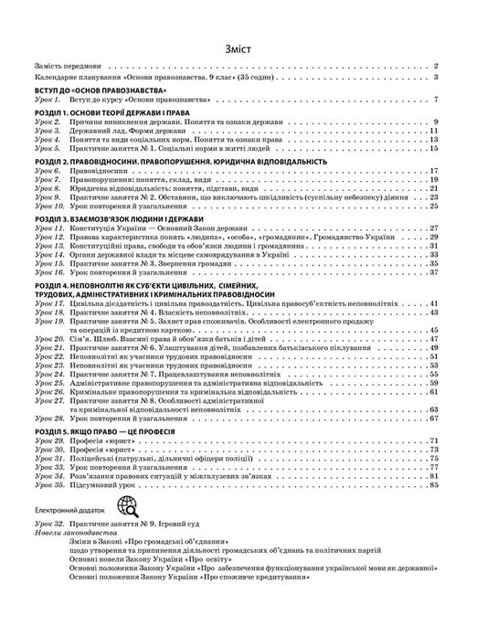 Fundamentals Of Jurisprudence. 9Th Grade / Основи правознавства. 9 клас Viktor Mashyka / Віктор Машика 9786170038883-2