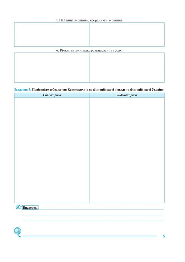 Geography. 6Th Grade Practicum NUSH / Географія. 6 клас. Практикум. НУШ Mykola Pugach, Lilia Tertychnaya / Микола Пугач, Лілія Тертична 9789661079648-3