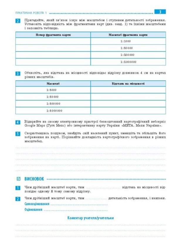 Geography. 6Th Grade Workbook For Practical Works / Географія. 6 клас. Зошит для практичних робіт Alexander Stadnyk, Halyna Dovgan / Александр Стадник, Галина Довгань 9786170990419-3