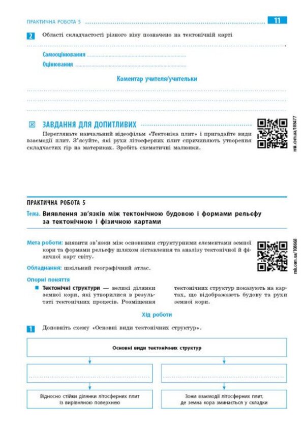 Geography. 7Th Grade. Notebook For Practical Work With Interactive Tasks / Географія. 7 клас. Зошит для практичних робіт з інтерактивними завданнями Halyna Dovgan / Галина Довгань 9786170990884-5