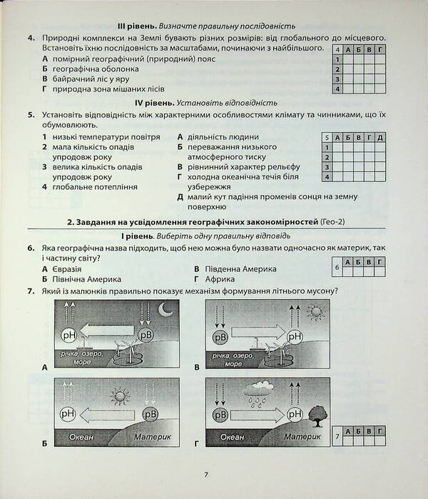 Geography. Diagnostic works. 7th grade / Географія. Діагностувальні роботи. 7 клас Сергей Коберник, Роман Коваленко 9786178497019-4