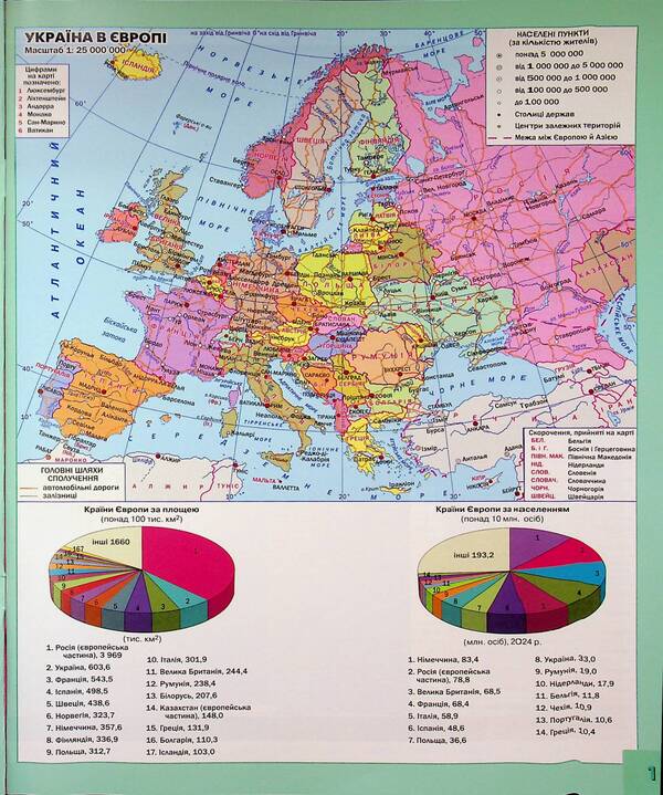 Geography. Grade 8. Atlas Ukraine: nature, nature management / Географія. 8 клас. Атлас Україна: природа, природокористування И. Руденко 9789669913395-3