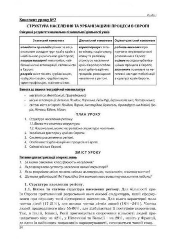 Geography. Outlines of lessons from the course 'Geography: regions and countries'. Grade 10 / Географія. Конспекти уроків з курсу 'Географія: регіони та країни'. 10 клас Сергей Коберник, Роман Коваленко 978-617-539-287-4-2