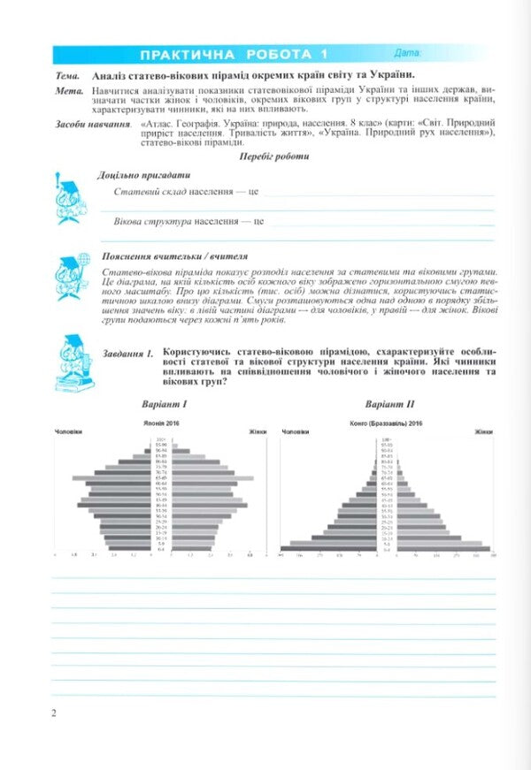 Geography 9Th Grade Workbook For Practical Work According To Zapototskys Program - Географя 9 клас Зошит для практичних робт за програмою Запотоцького Olga Varakuta, Evdokiya Shvets - Ольга Варакута, вдокя Швець 9789660745902-2