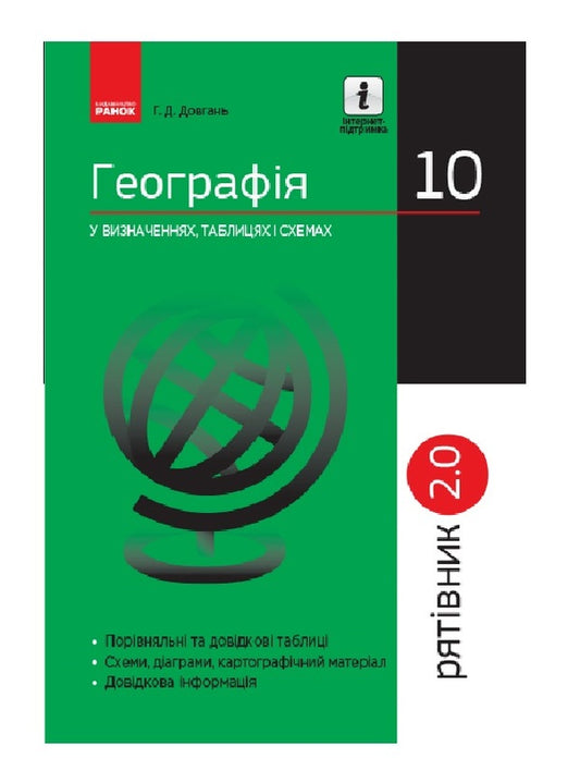 Geography in definitions, tables and diagrams. Grade 10 / Географія у визначеннях, таблицях і схемах. 10 клас Виктор Довгань 9786170948021-1